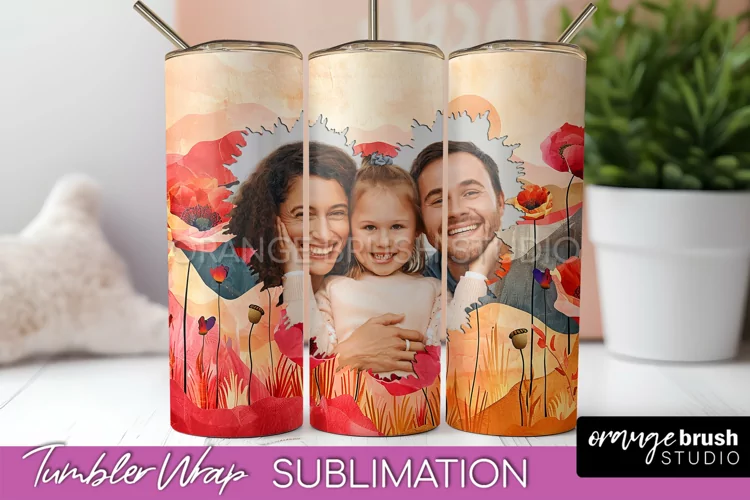 Photo Tumbler Wrap, Boho Family Frame Tumbler Sublimation