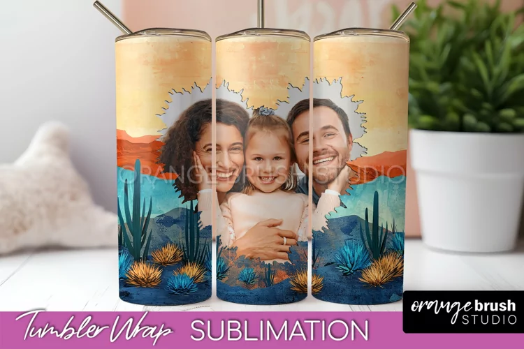 Photo Tumbler Wrap, Boho Family Frame Tumbler Sublimation