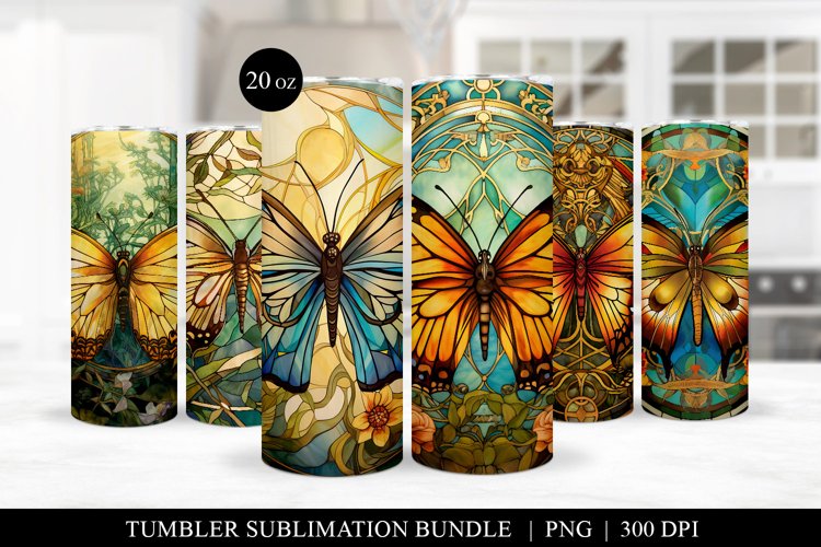 Stained Glass Butterfly 20oz Tumbler Sublimation Bundle