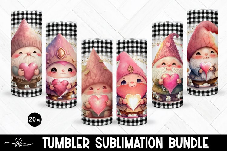 Gnomes Holding Love Hearts Tumbler Sublimation Bundle