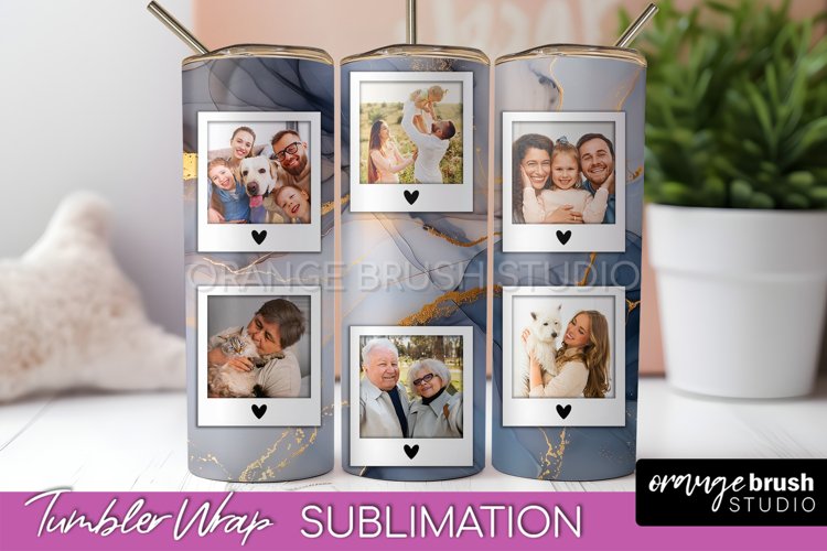 Photo Tumbler Wrap, Marble Family Frame Tumbler Sublimation