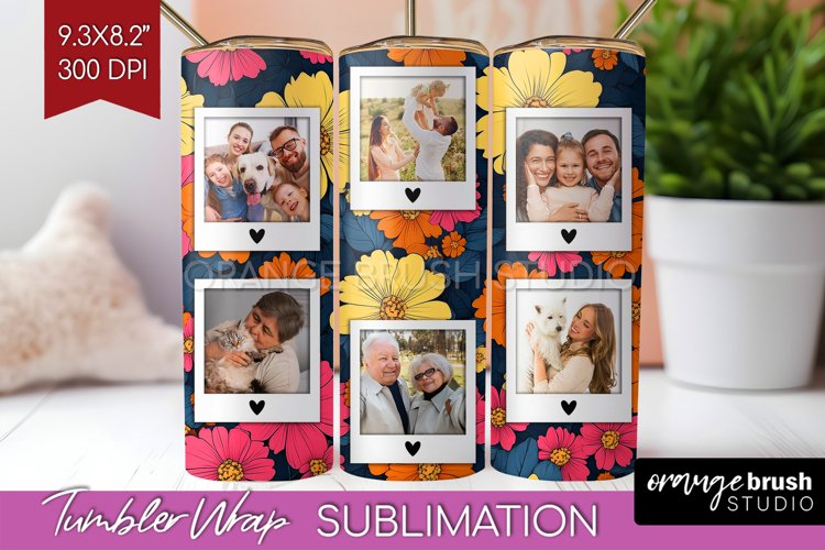Retro Photo Tumbler PNG - Flowers Picture Tumbler Wrap