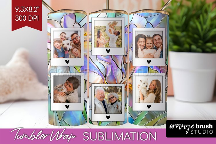 Stained Glass Photo Tumbler PNG - Flowers Picture Tumbler