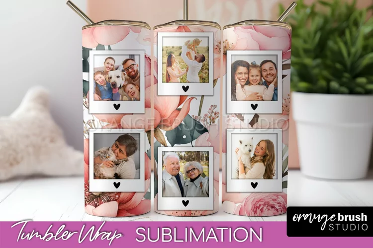 Photo Tumbler Wrap, Floral Picture Frame Tumbler Sublimation