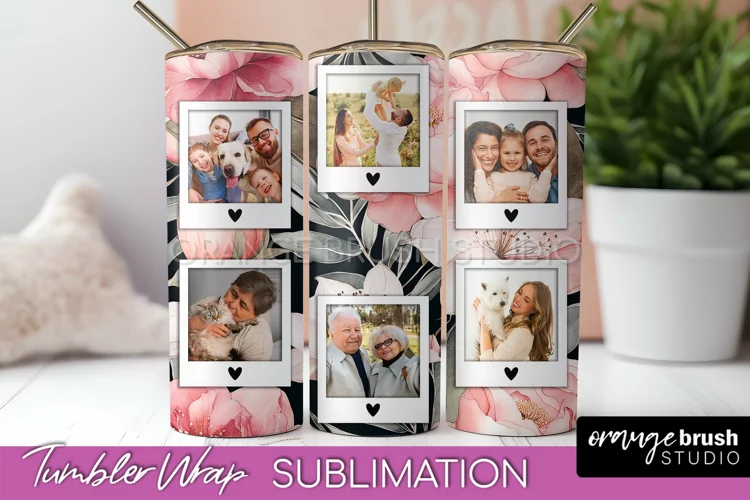 Photo Tumbler Wrap, Floral Picture Frame Tumbler Sublimation