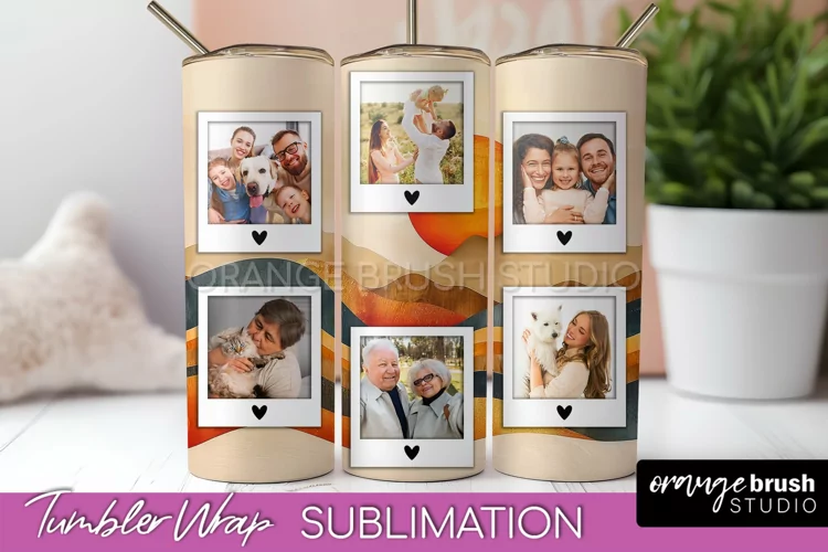 Photo Tumbler Wrap, Boho Family Frame Tumbler Sublimation