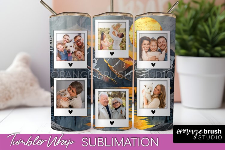 Photo Tumbler Wrap, Boho Family Frame Tumbler Sublimation example image 1