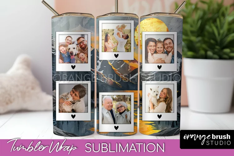 Photo Tumbler Wrap, Boho Family Frame Tumbler Sublimation