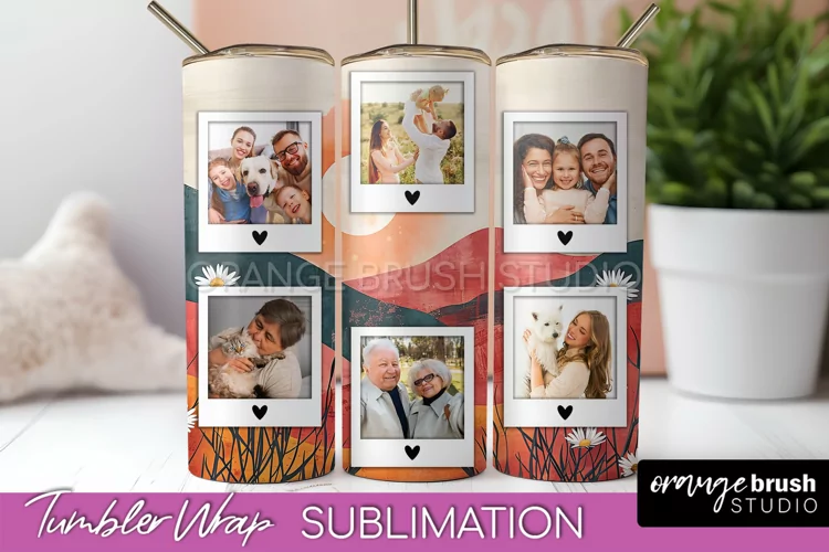 Photo Tumbler Wrap, Boho Family Frame Tumbler Sublimation