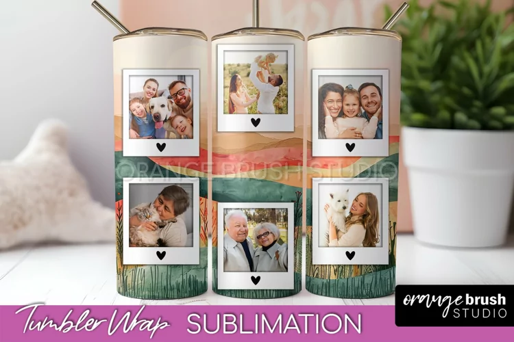 Photo Tumbler Wrap, Boho Family Frame Tumbler Sublimation