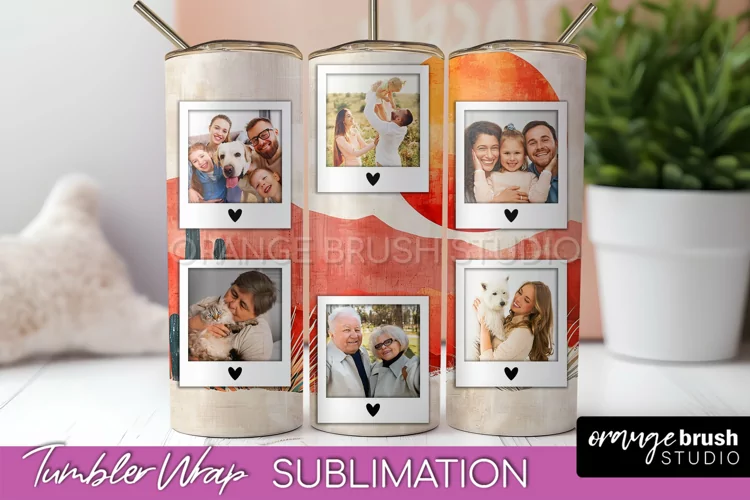 Photo Tumbler Wrap, Boho Family Frame Tumbler Sublimation