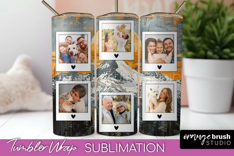Photo Tumbler Wrap, Boho Family Frame Tumbler Sublimation