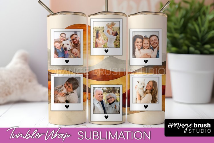 Photo Tumbler Wrap, Boho Family Frame Tumbler Sublimation example image 1