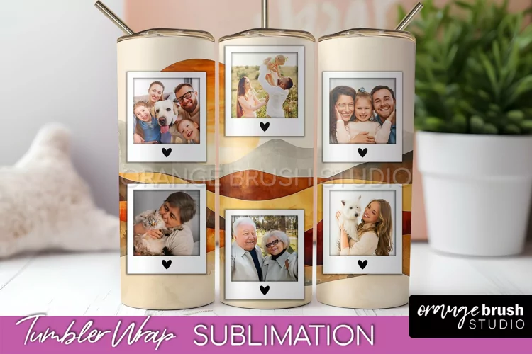 Photo Tumbler Wrap, Boho Family Frame Tumbler Sublimation