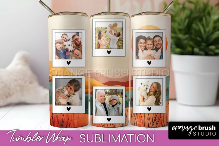 Photo Tumbler Wrap, Boho Family Frame Tumbler Sublimation