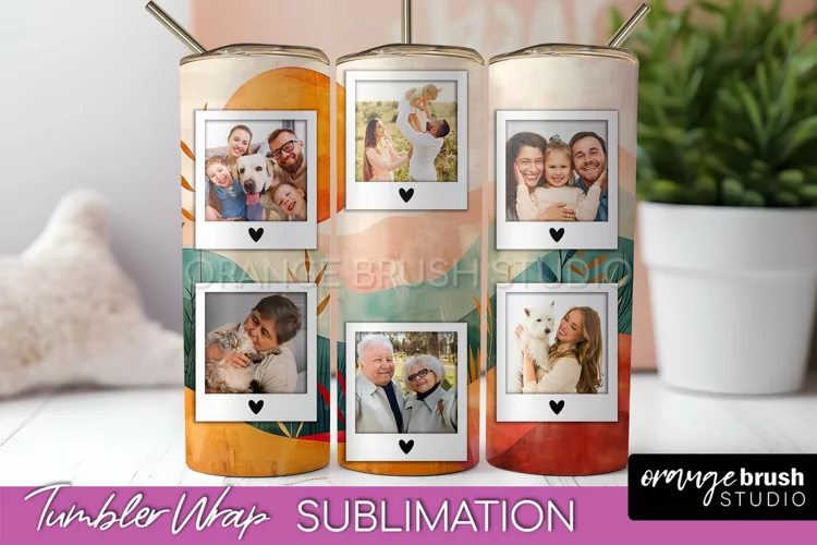 Photo Tumbler Wrap, Boho Family Frame Tumbler Sublimation