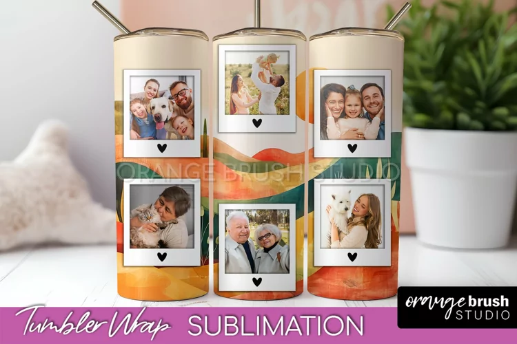 Photo Tumbler Wrap, Boho Family Frame Tumbler Sublimation