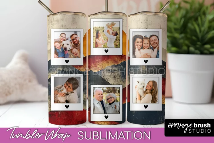 Photo Tumbler Wrap, Boho Family Frame Tumbler Sublimation