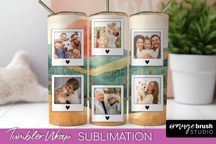 Photo Tumbler Wrap, Boho Family Frame Tumbler Sublimation