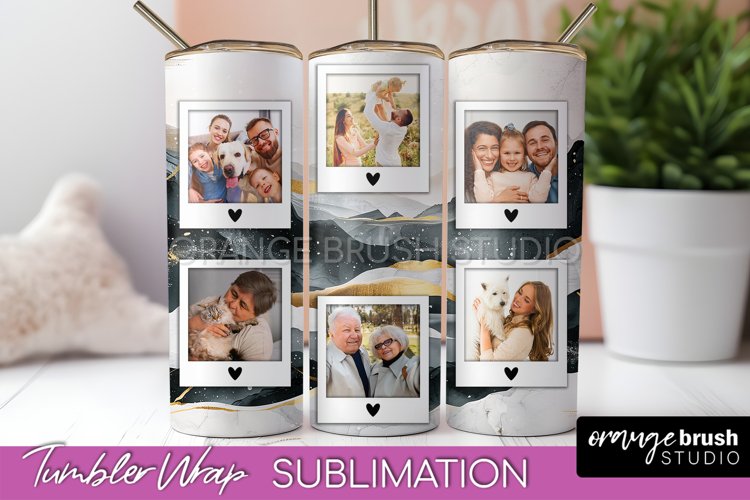 Photo Tumbler Wrap, Boho Family Frame Tumbler Sublimation example image 1