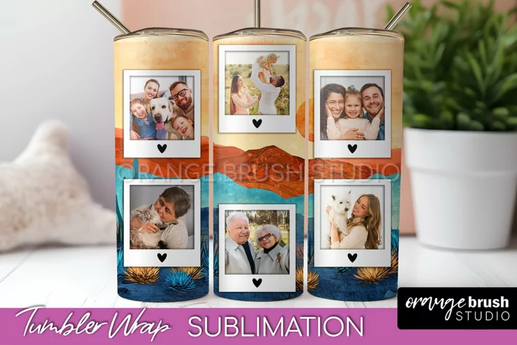 Photo Tumbler Wrap, Boho Family Frame Tumbler Sublimation