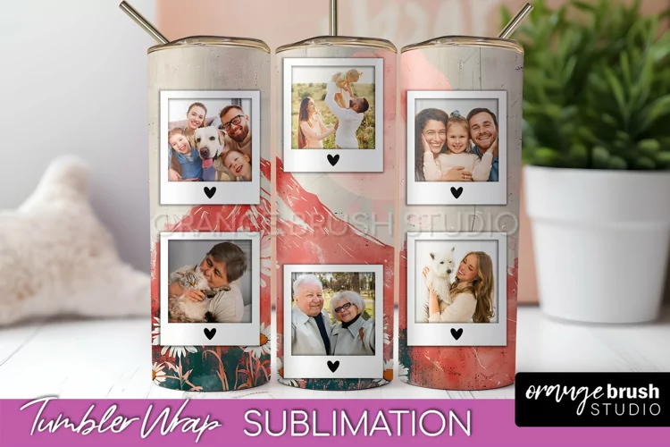 Photo Tumbler Wrap, Boho Family Frame Tumbler Sublimation