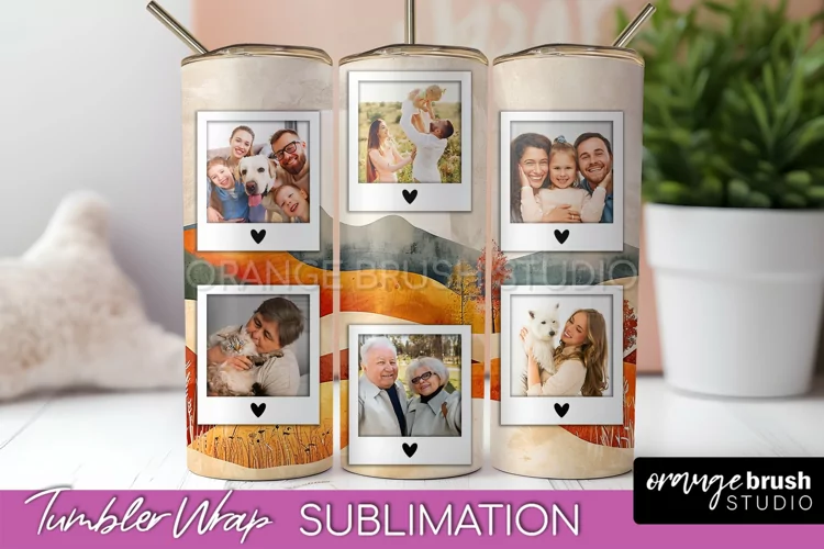 Photo Tumbler Wrap, Boho Family Frame Tumbler Sublimation