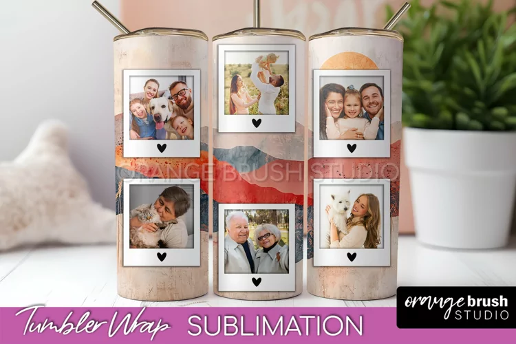 Photo Tumbler Wrap, Boho Family Frame Tumbler Sublimation