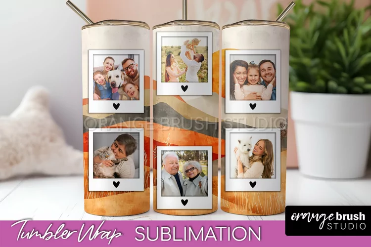 Photo Tumbler Wrap, Boho Family Frame Tumbler Sublimation