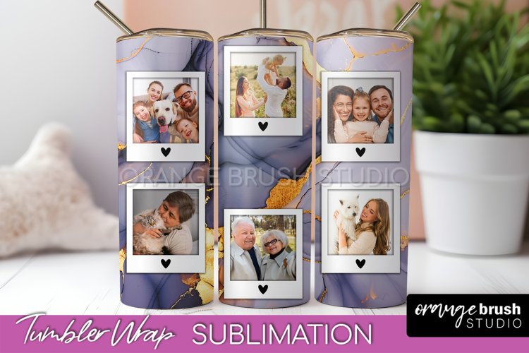 Photo Tumbler Wrap, Marble Family Frame Tumbler Sublimation