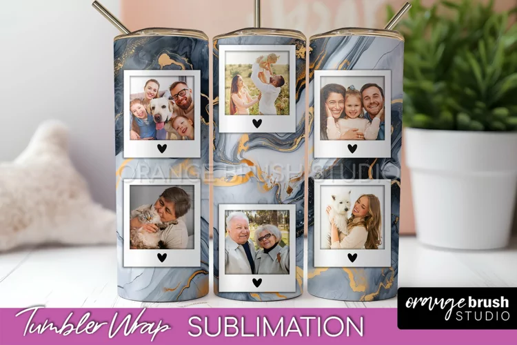 Photo Tumbler Wrap, Marble Family Frame Tumbler Sublimation