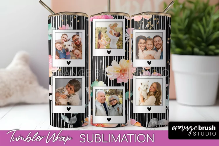 Photo Tumbler Wrap, Floral Picture Frame Tumbler Sublimation