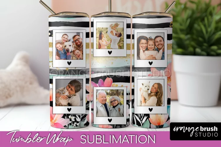 Photo Tumbler Wrap, Floral Picture Frame Tumbler Sublimation