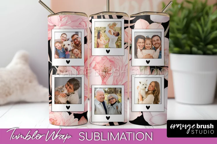 Photo Tumbler Wrap, Floral Picture Frame Tumbler Sublimation