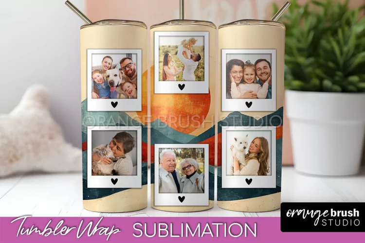 Photo Tumbler Wrap, Boho Family Frame Tumbler Sublimation