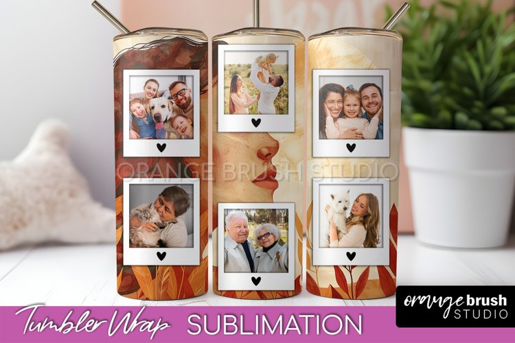 Photo Tumbler Wrap, Boho Family Frame Tumbler Sublimation example image 1