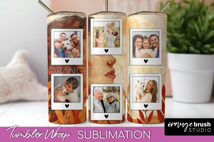 Photo Tumbler Wrap, Boho Family Frame Tumbler Sublimation