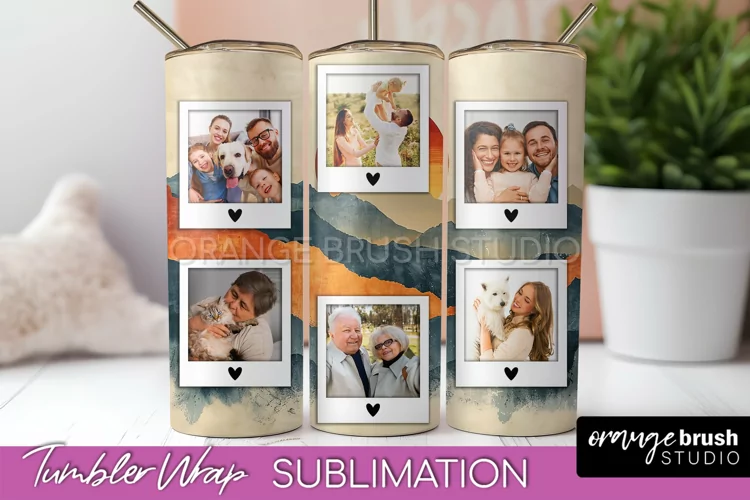 Photo Tumbler Wrap, Boho Family Frame Tumbler Sublimation