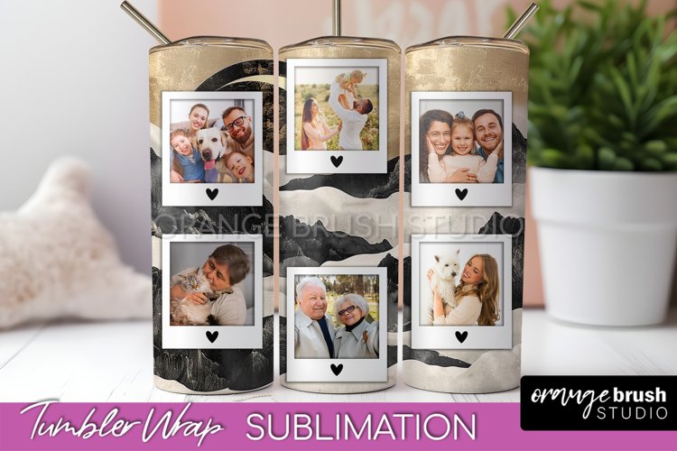 Photo Tumbler Wrap, Boho Family Frame Tumbler Sublimation example image 1