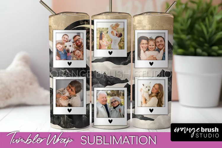Photo Tumbler Wrap, Boho Family Frame Tumbler Sublimation