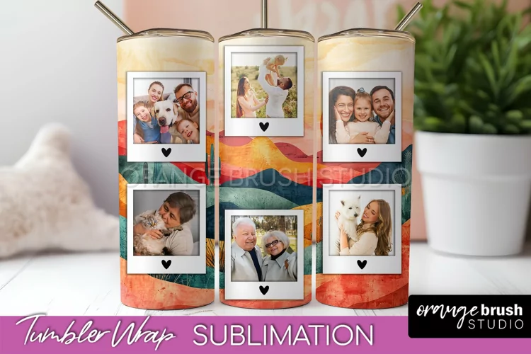 Photo Tumbler Wrap, Boho Family Frame Tumbler Sublimation