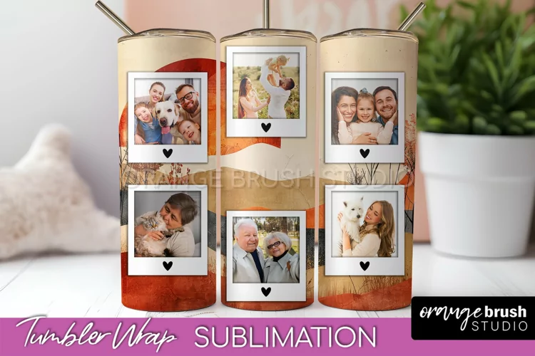 Photo Tumbler Wrap, Boho Family Frame Tumbler Sublimation