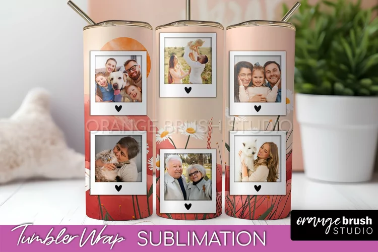 Photo Tumbler Wrap, Boho Family Frame Tumbler Sublimation