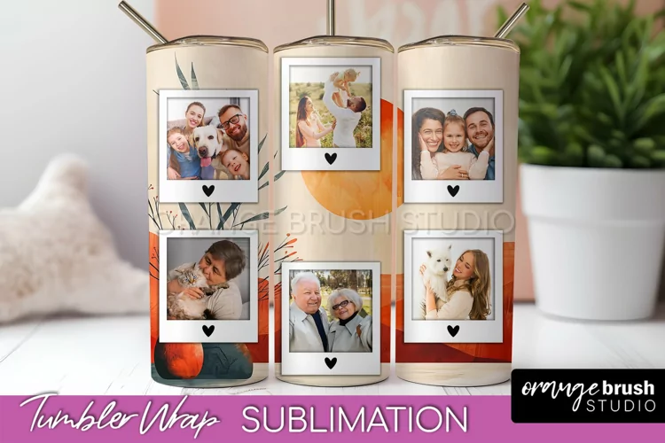 Photo Tumbler Wrap, Boho Family Frame Tumbler Sublimation