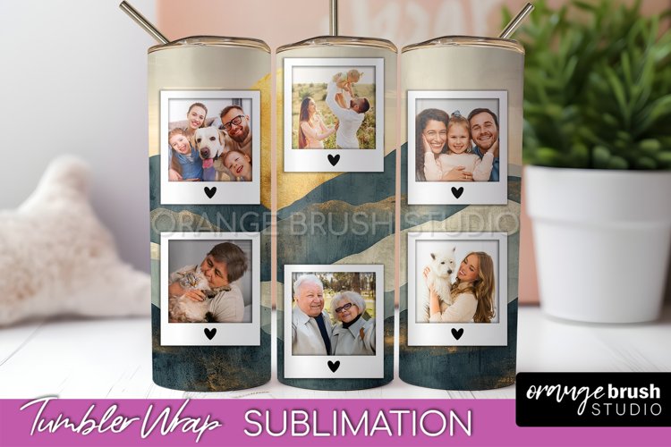 Photo Tumbler Wrap, Boho Family Frame Tumbler Sublimation example image 1