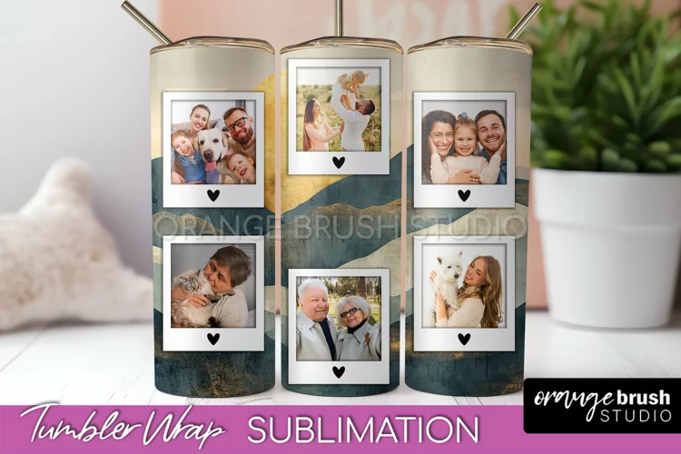 Photo Tumbler Wrap, Boho Family Frame Tumbler Sublimation