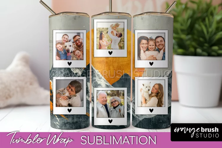 Photo Tumbler Wrap, Boho Family Frame Tumbler Sublimation
