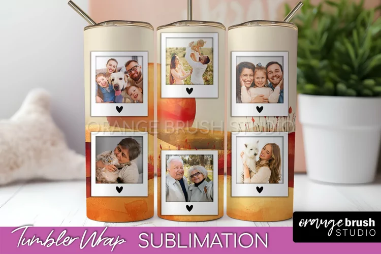 Photo Tumbler Wrap, Boho Family Frame Tumbler Sublimation