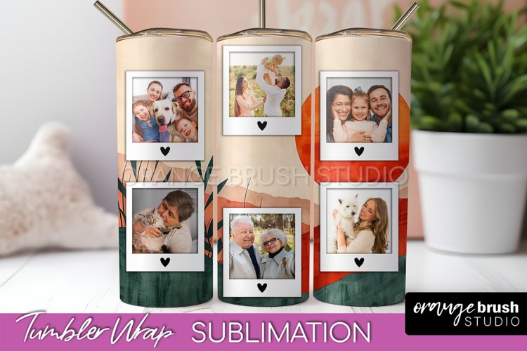 Photo Tumbler Wrap, Boho Family Frame Tumbler Sublimation example image 1