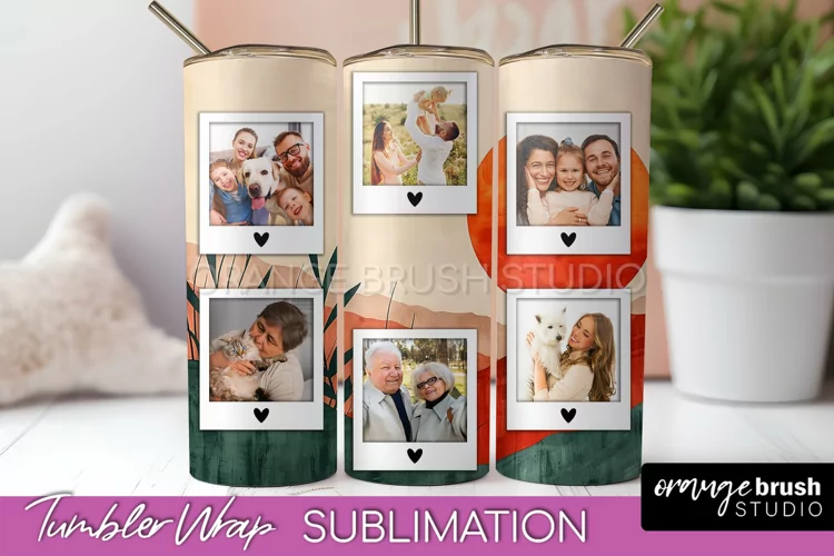 Photo Tumbler Wrap, Boho Family Frame Tumbler Sublimation